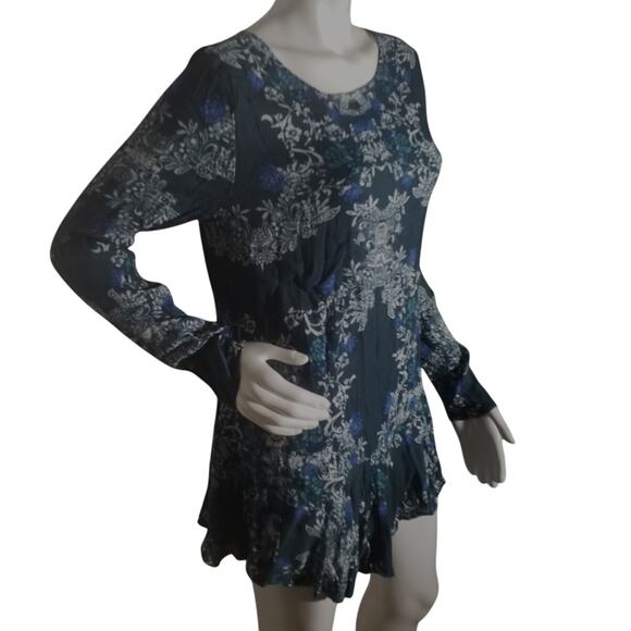 Free People Womens Sz Medium Smooth Talker Pockets Mini Dress Long Sleeve Green - Picture 2 of 7